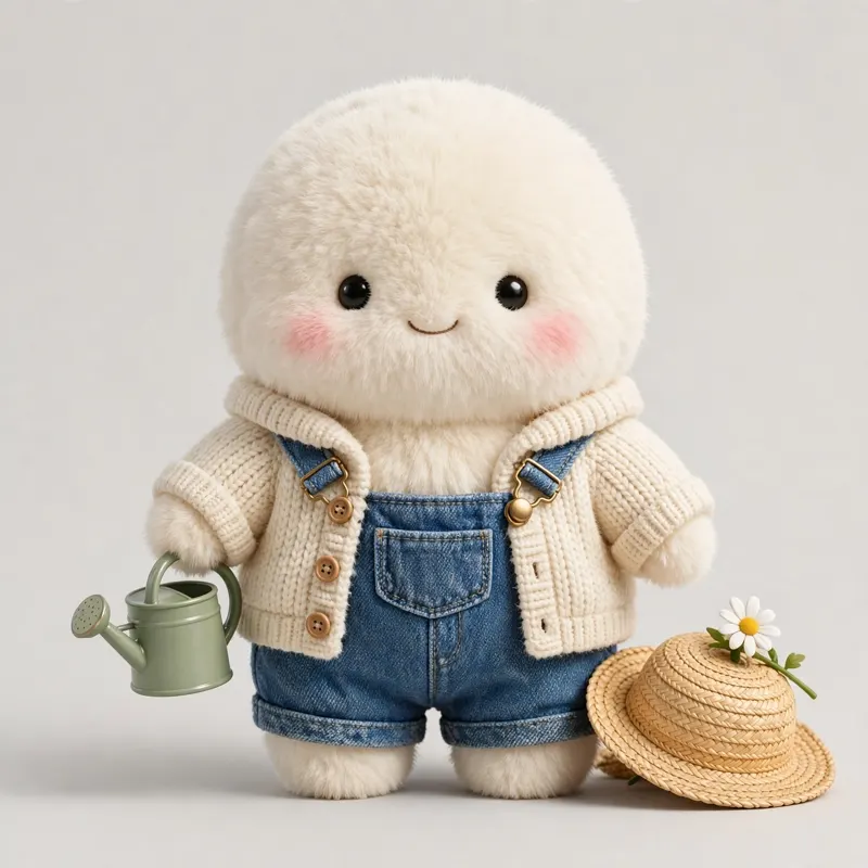 Cozy Home Pack cover — fluffy avatar in cream cardigan and gardening hat with watering can