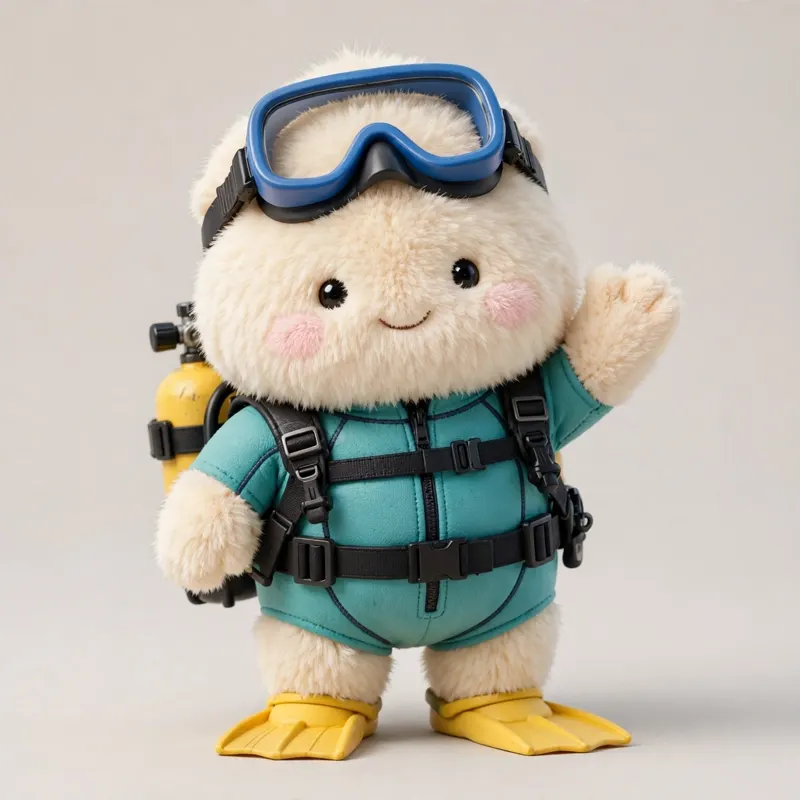 Ocean Pack cover — fluffy avatar in turquoise scuba wetsuit with yellow flippers